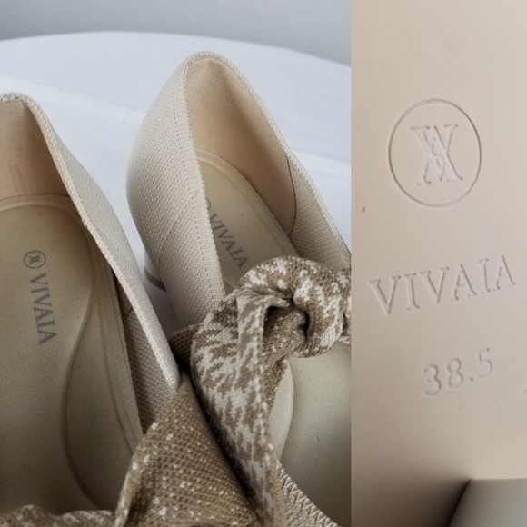 Vivaia Aurora Cream Pointed Toe Bow Houndstooth Mary Jane Block Heels Size 7.5 - Picture 11 of 12